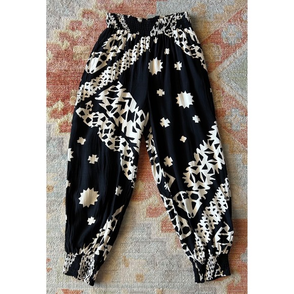 Anthropologie Smocked Waist Harem Pants Bohemian Print Casual Size S - Picture 1 of 5